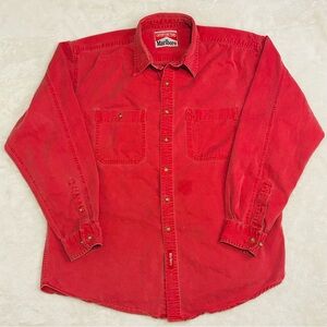 Vintage 90s Marlboro Adventure Team Shirt Mens Red Denim Oversized Work